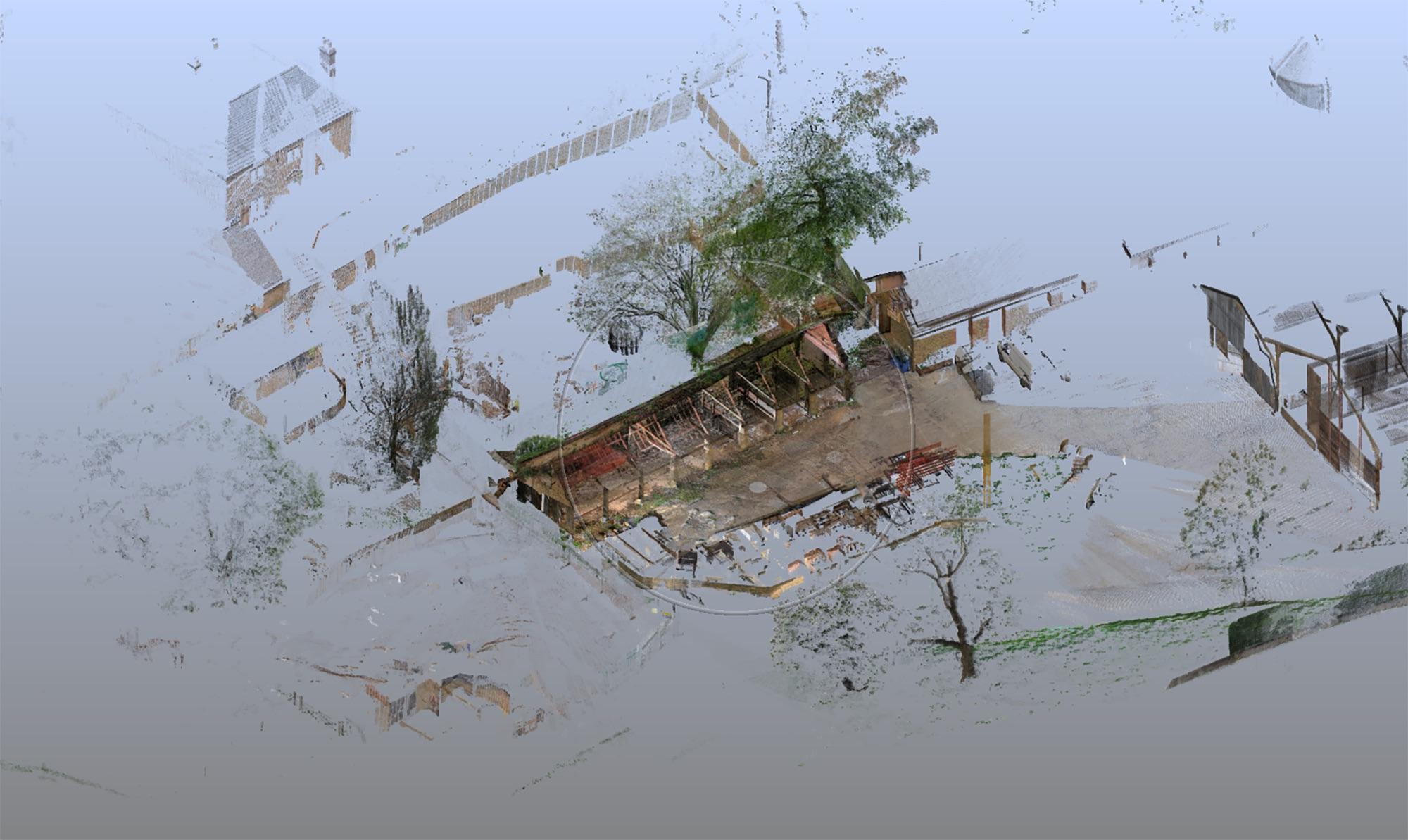 Barton Barn 3D scan axonometric whole site colour
