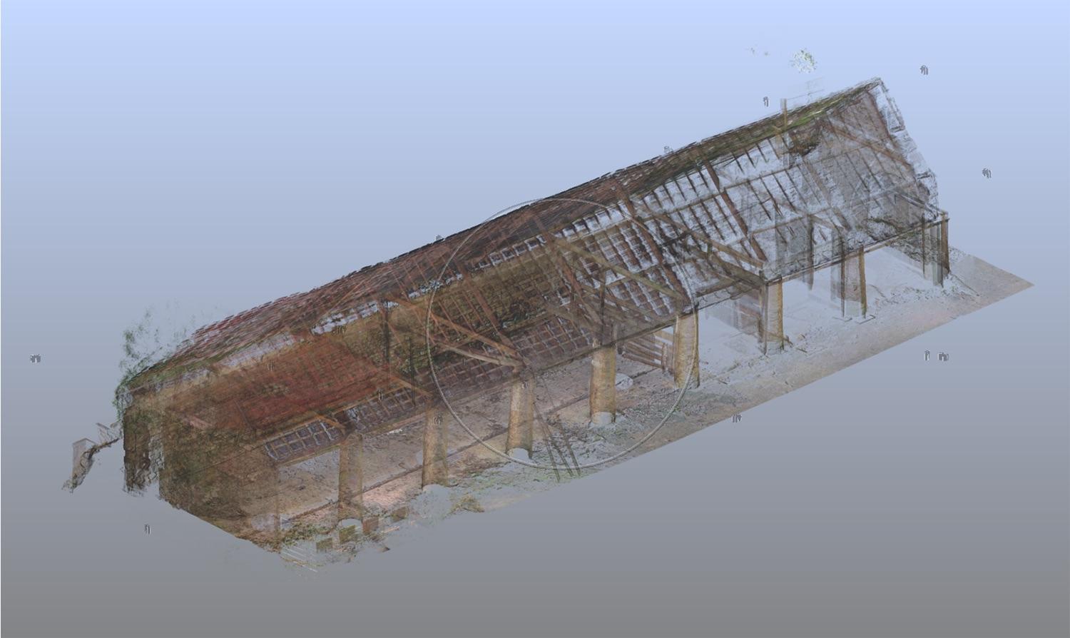 Barton Barn 3D scan axonometric colour