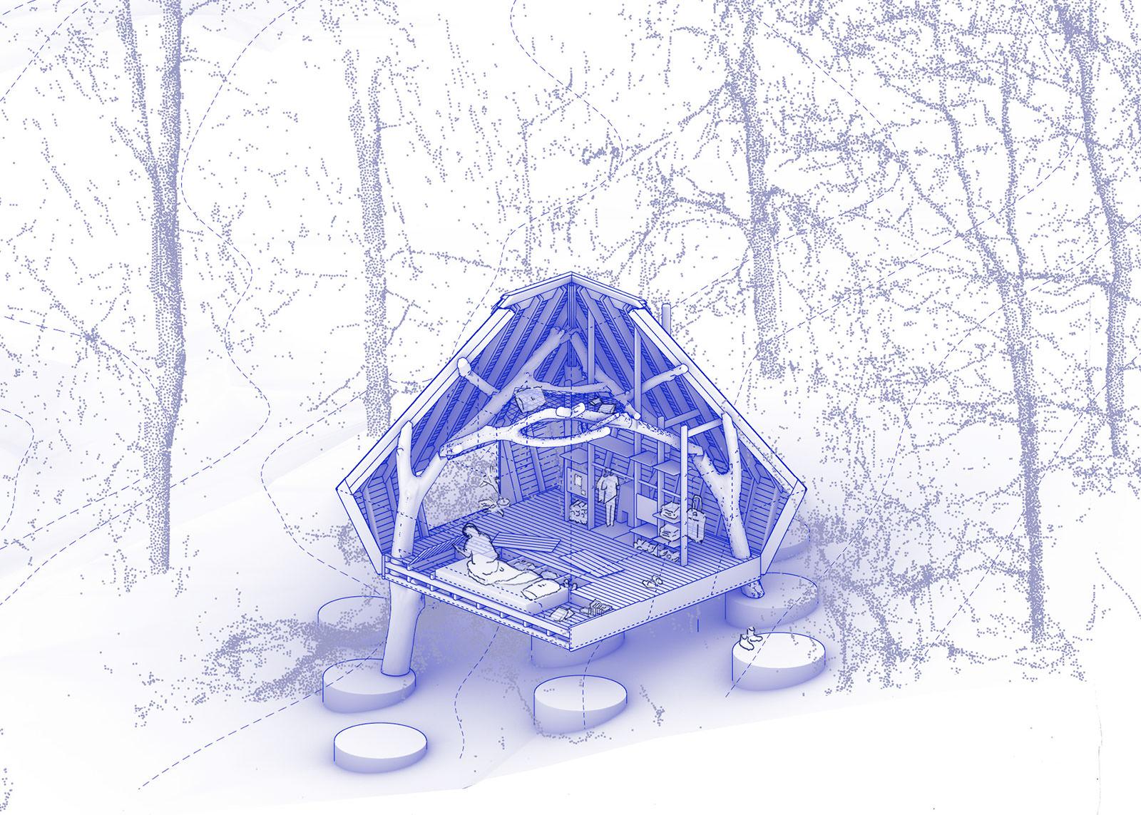 Woodland Cabin WholeCabinDrawing ShengningZhang